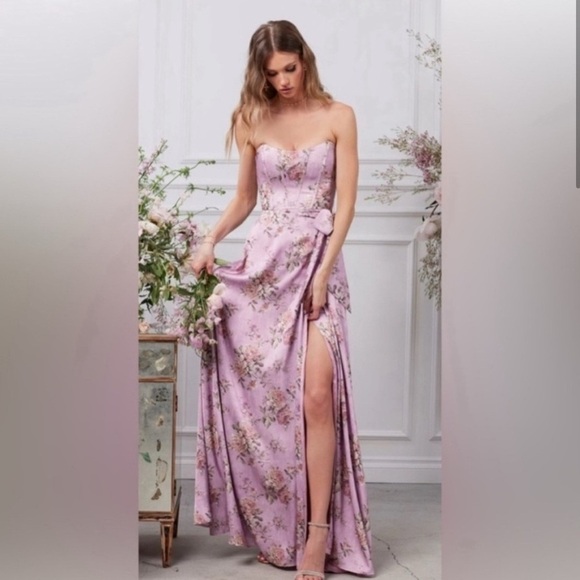 V. Chapman Cecilia Gown in Lilac Tapestry Rose/Size 2/XSMALL - Picture 2 of 12